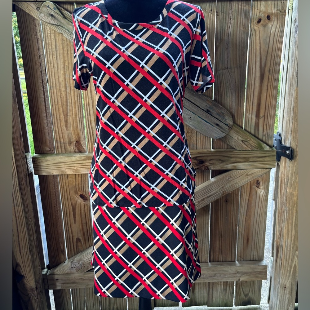 Jones New York Stretch 2 Piece Short Sleeve Skirt Set Size L / 12